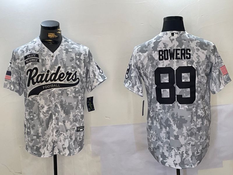 Men Oakland Raiders #89 Bowers Nike Arctic Camo 2024 Salute to Service Limited NFL Jersey style 4